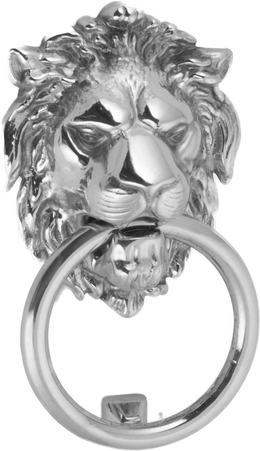 Türklopfer Löwenkopf, verchromt, 140x110 mm (202.708) - TÜRKLOPFER