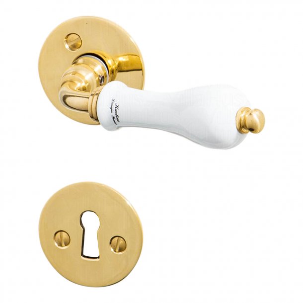 Door handle interior Porcelain and Brass Kaoline Porcelain Door