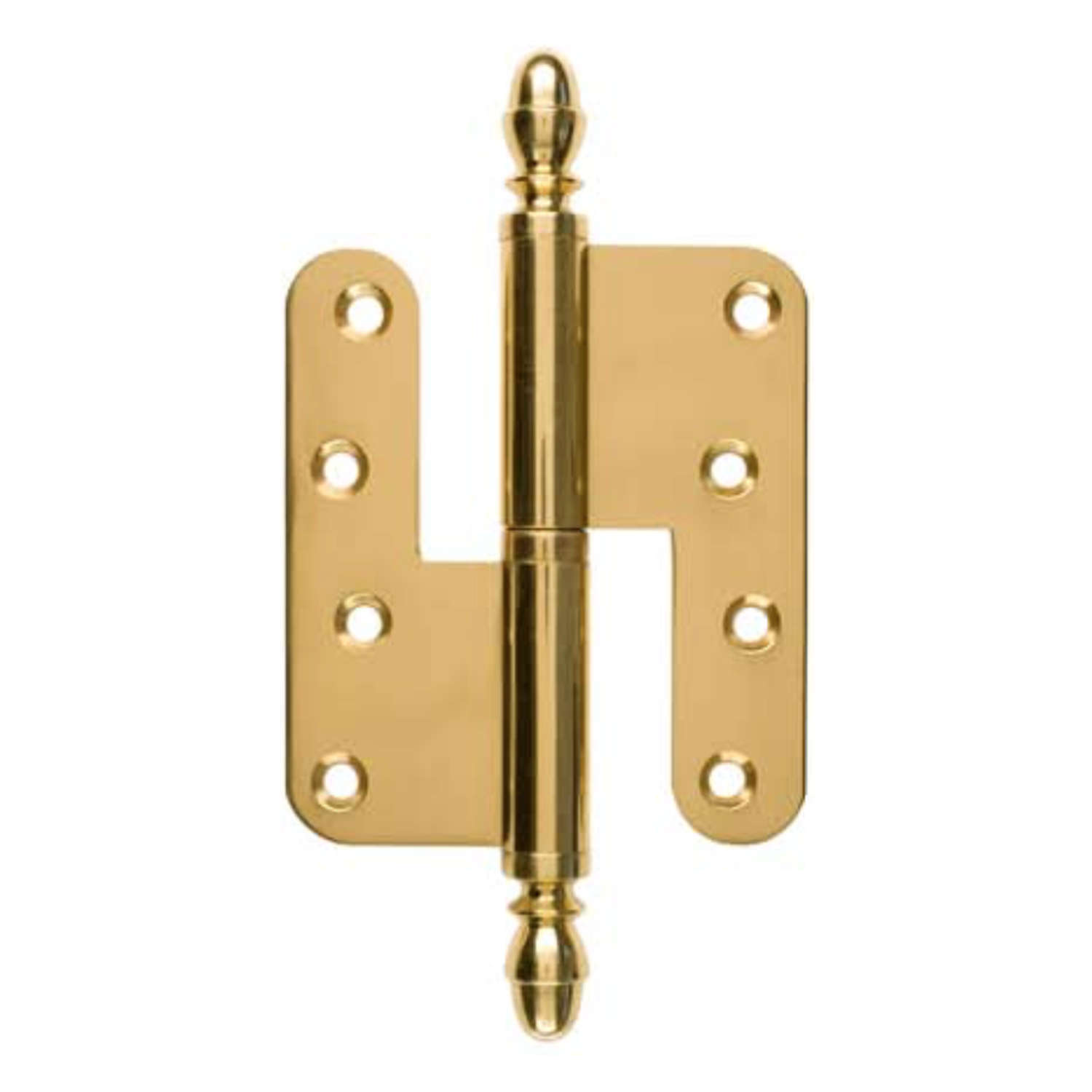 Door hinge, Right 110 x 49 mm Round / Acorn knob Brass Door