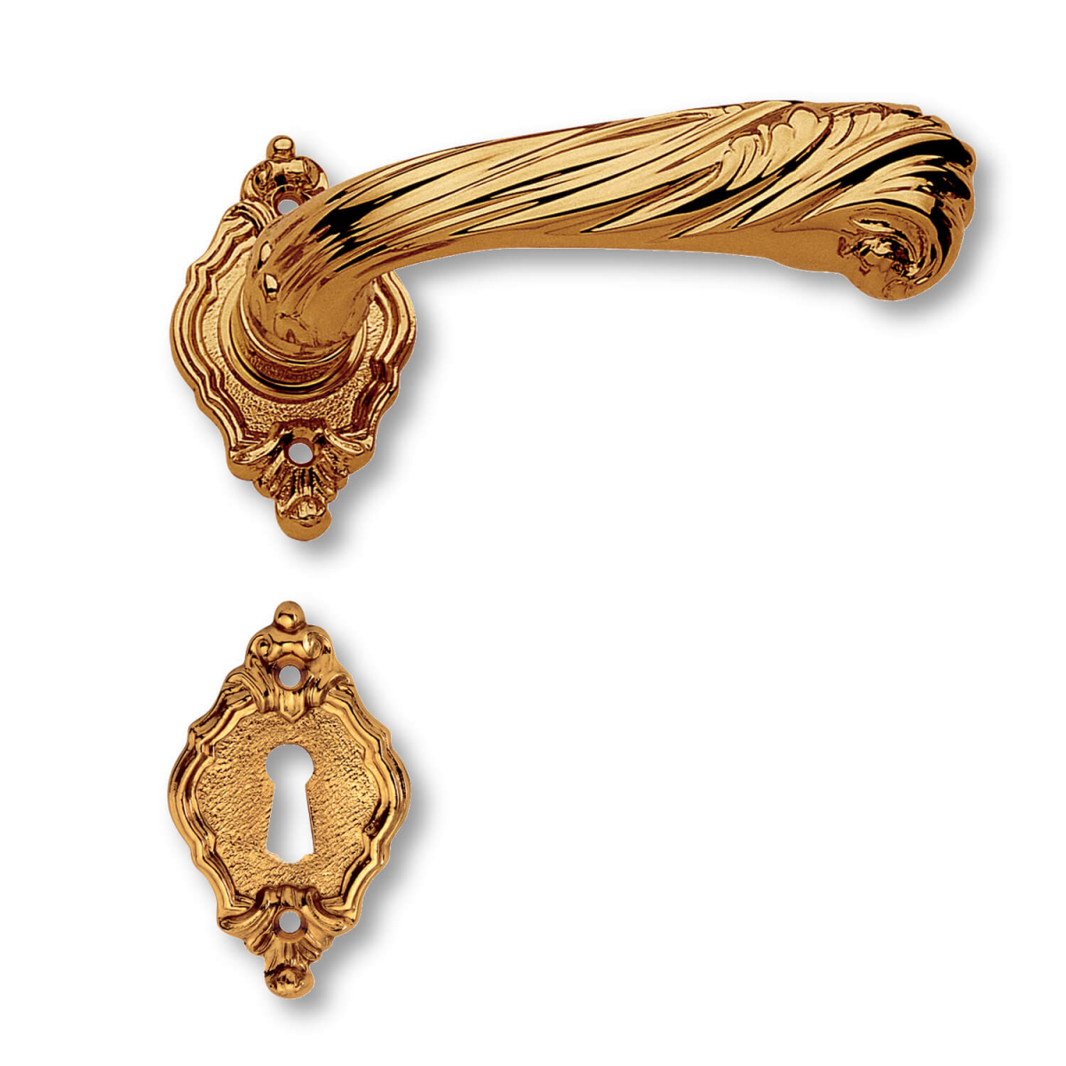 Door Handle Interior Brass Rosette Escutcheon Italian Baroque