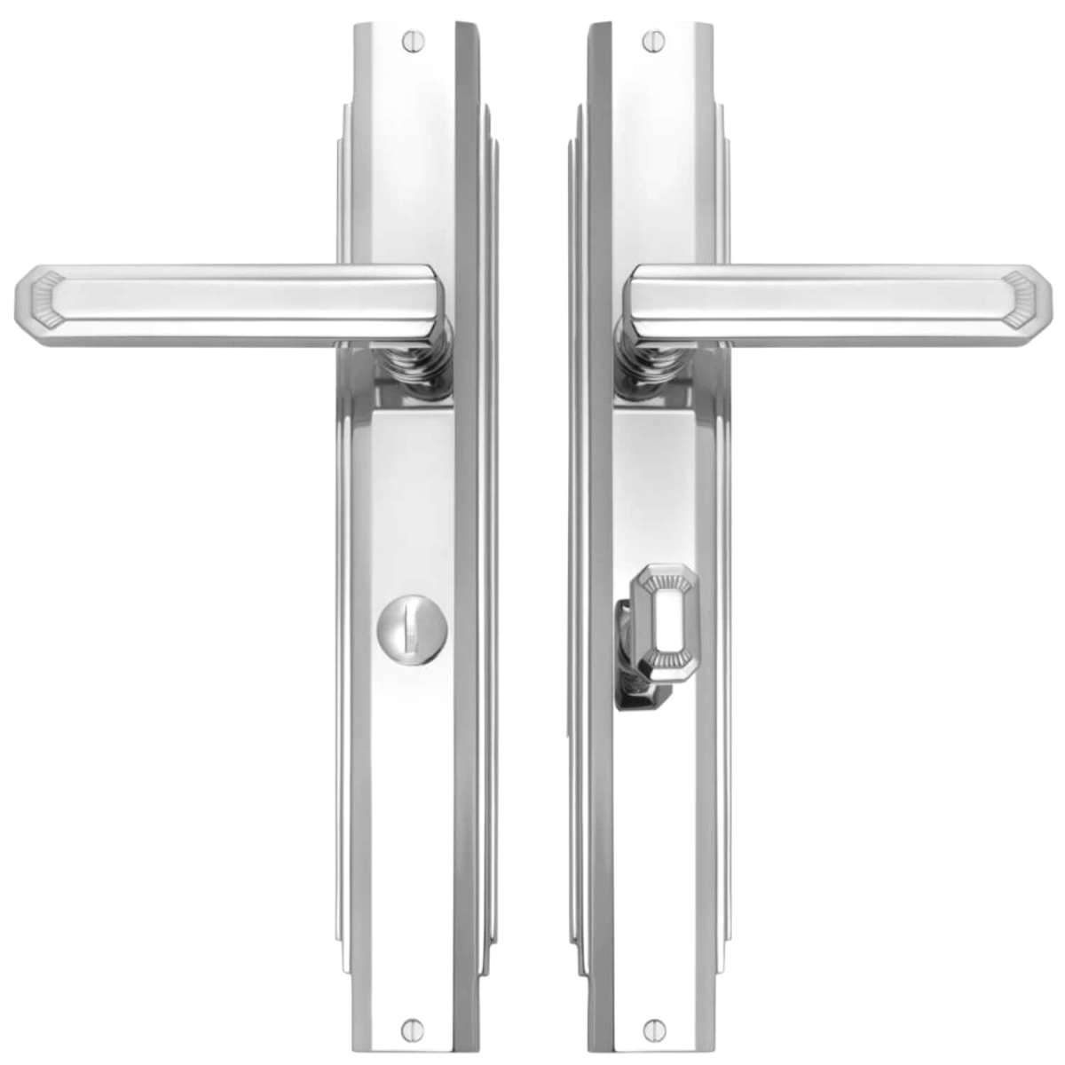 Door handle interior Chrome Plated Art Deco , Back plate with