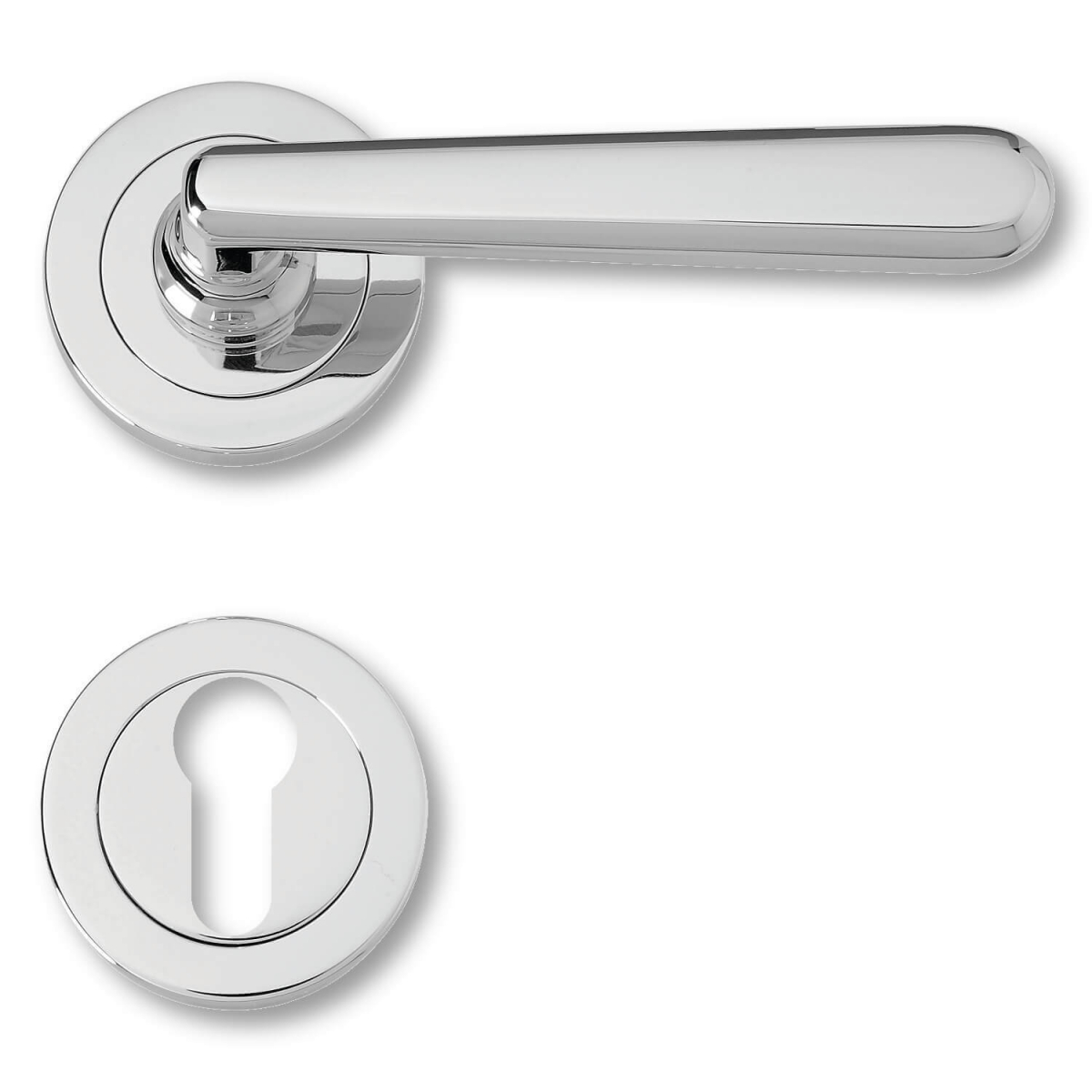 Door Handle Exterior Chrome Rosette And Cylinder Ring Model 4802