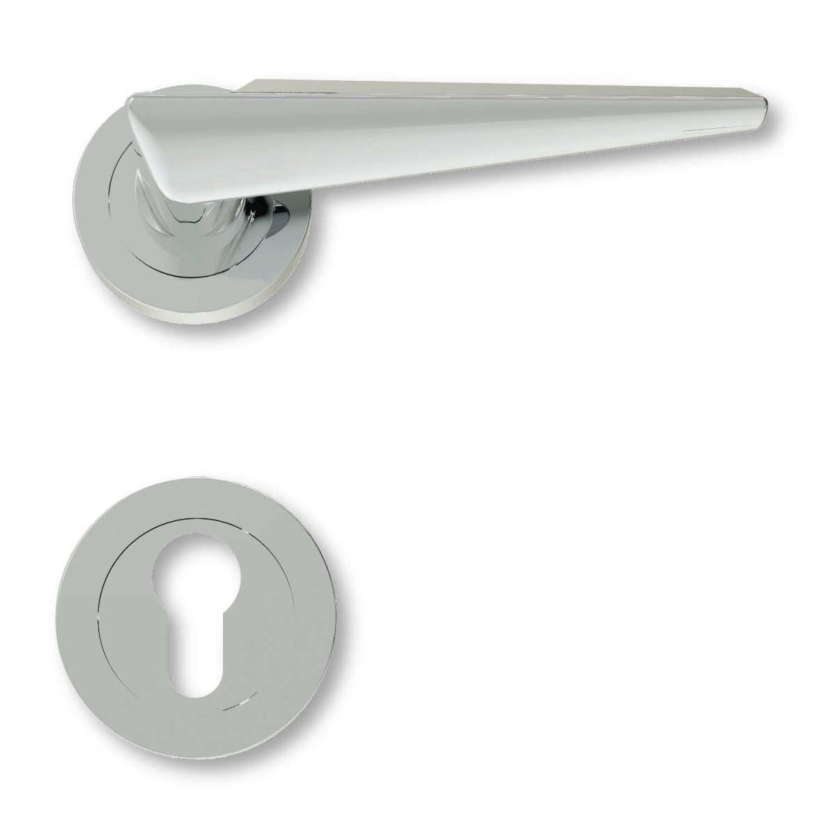Door handle exterior, Satin chrome, rosette / Euro profile cylinder