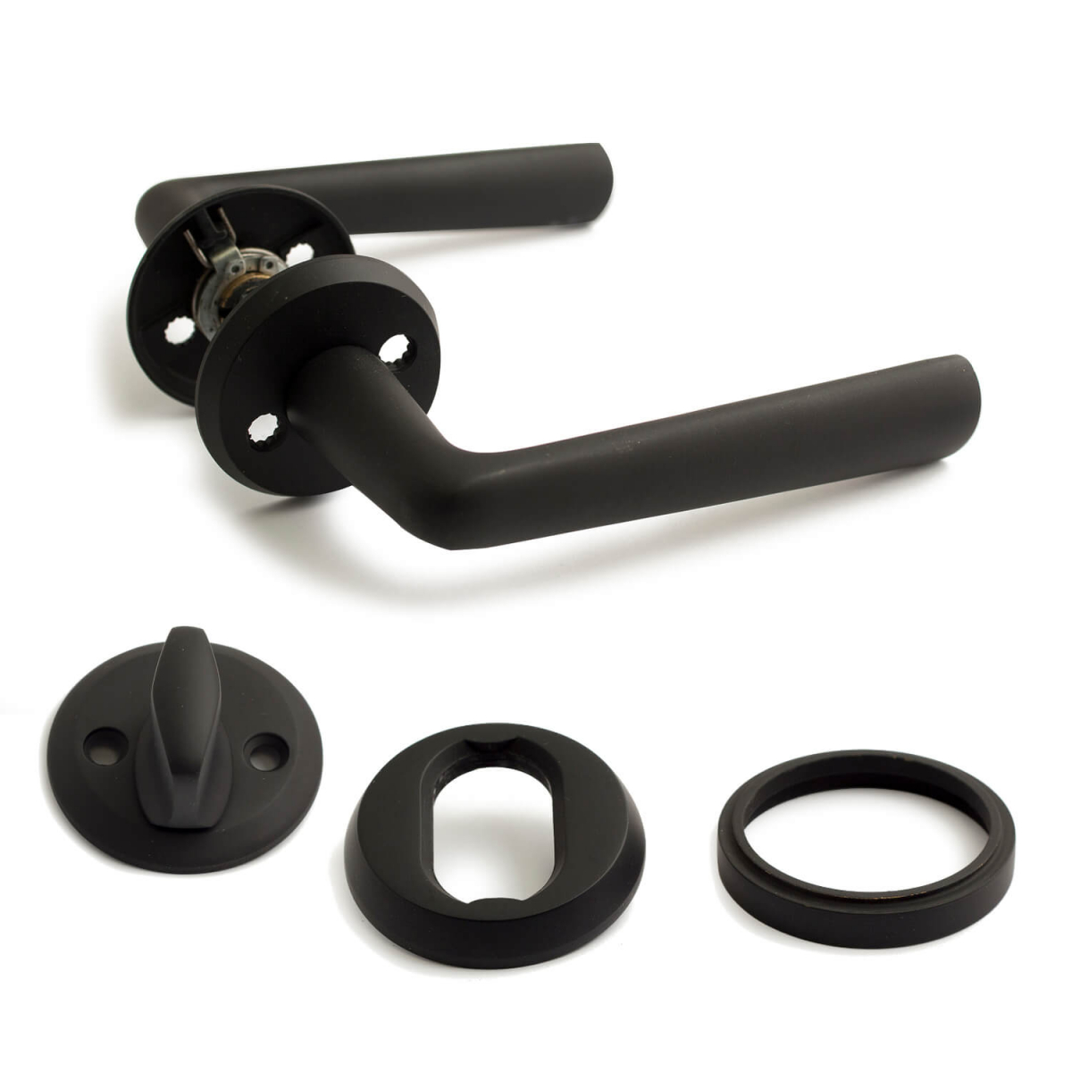 Türgriffe schwarz, Zylinderringe / Daumen drehen - Modell Seattle