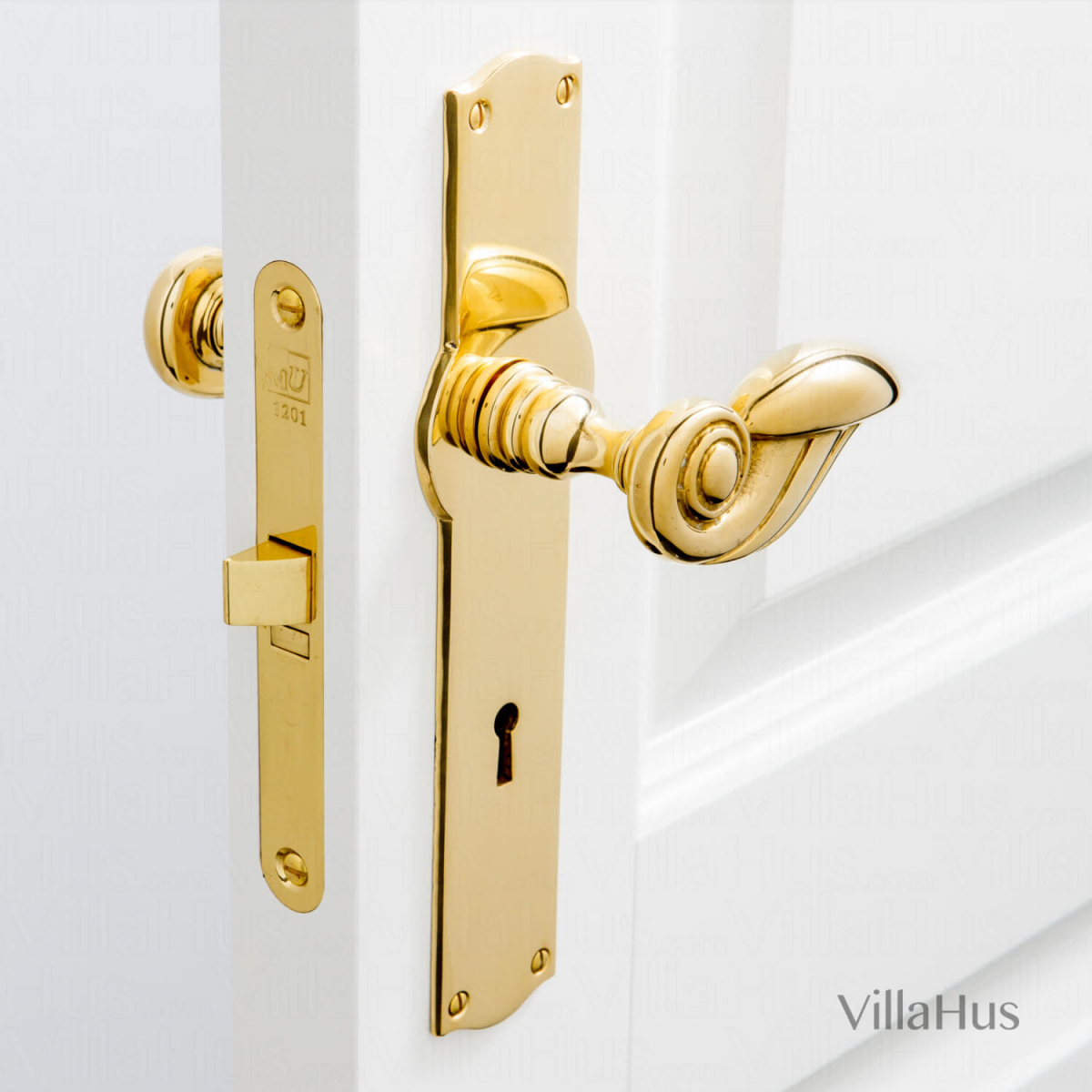 Türgriff auf Rückplatte mit Schlüsselloch - Innen - Messing - Modell