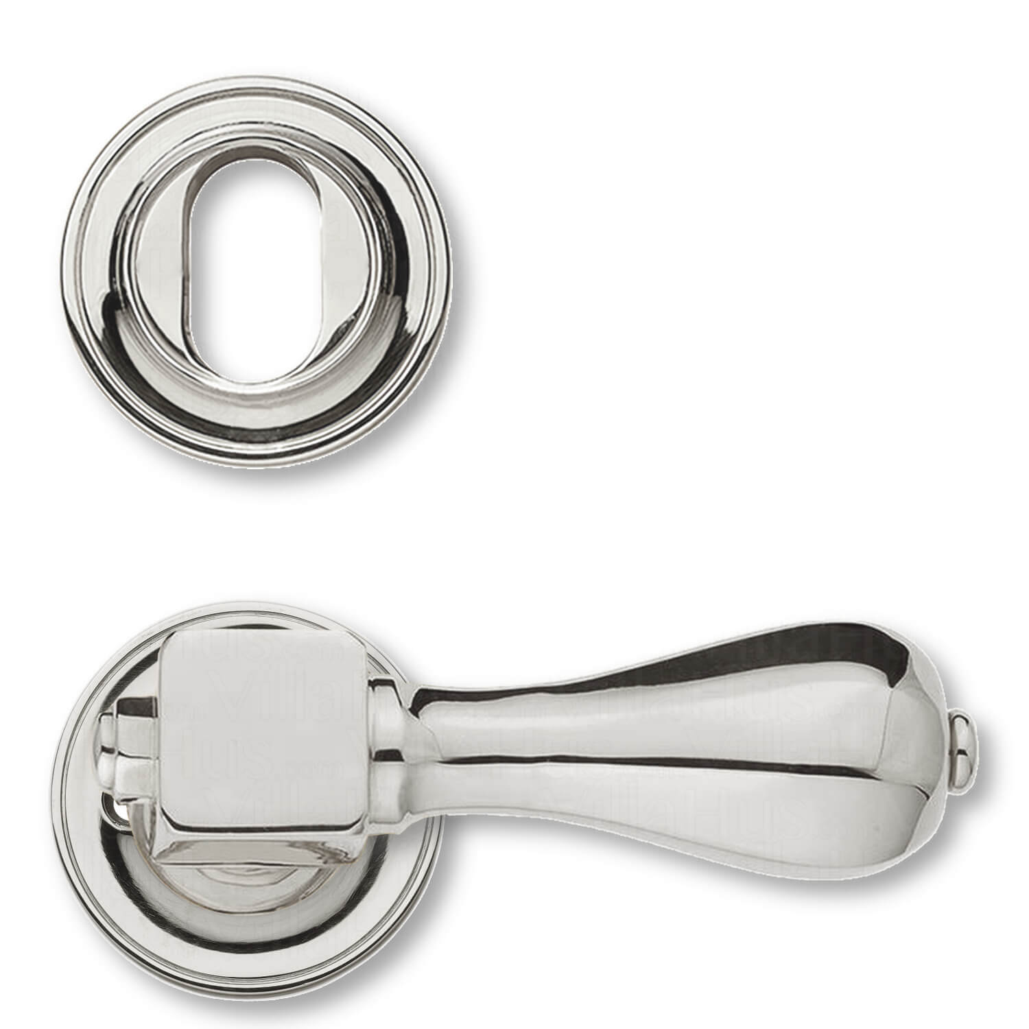Door handle exterior ASSA Cylinder ring AMBRUS, Nickel Plated Door
