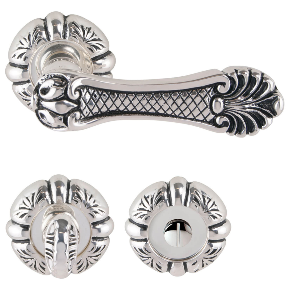 silver door handle with lock