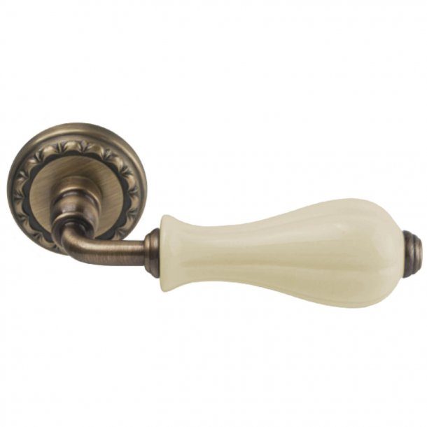 Door handle, Interior, Antique Iron / Polished Ivory, Model ZENA