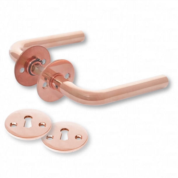 Door handle interior Lhandle Copper including escutcheons (03.2616