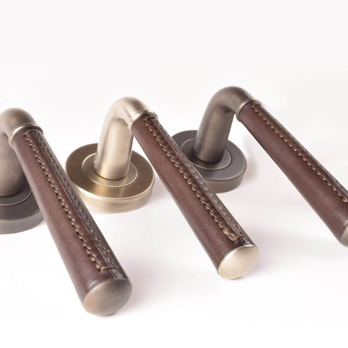 Door handle CF2992 Tube Leather handle with Stitch Out Goose neck