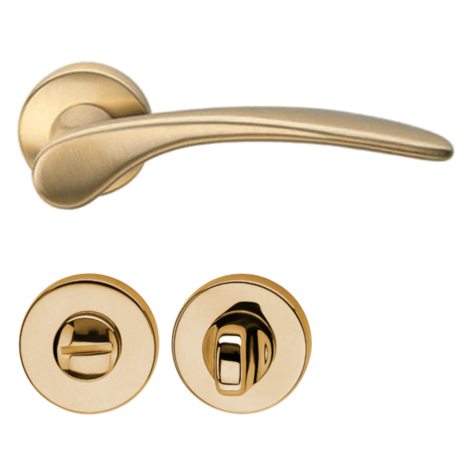 Door handle with privacy lock - Interior - Brushed Brass - Model H198