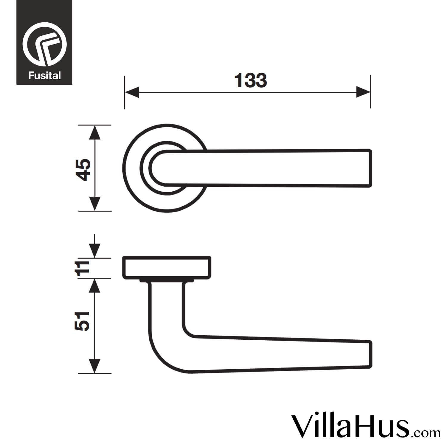 Design door handle H327, Satin Chrome Chrome and nickel door handles VillaHus